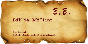 Béda Bálint névjegykártya